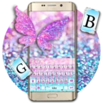 pink sparkle butterfly android application logo